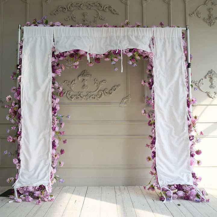 Flower Arch 7D 8x8ft Purple Roses Florals Set Fabric Backdrop Flower Wall Proposal Wedding Party Decor