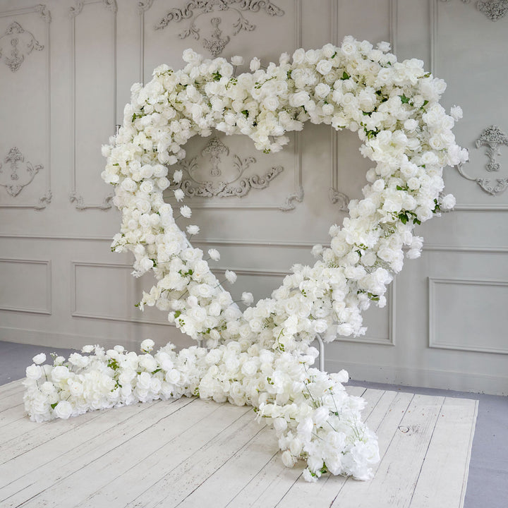 Flower Arch Heart Shaped White Roses Floral Arch Set Proposal Wedding Party Decor