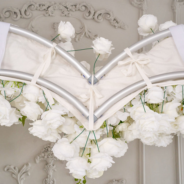 Flower Arch Heart Shaped White Roses Floral Arch Set Proposal Wedding Party Decor