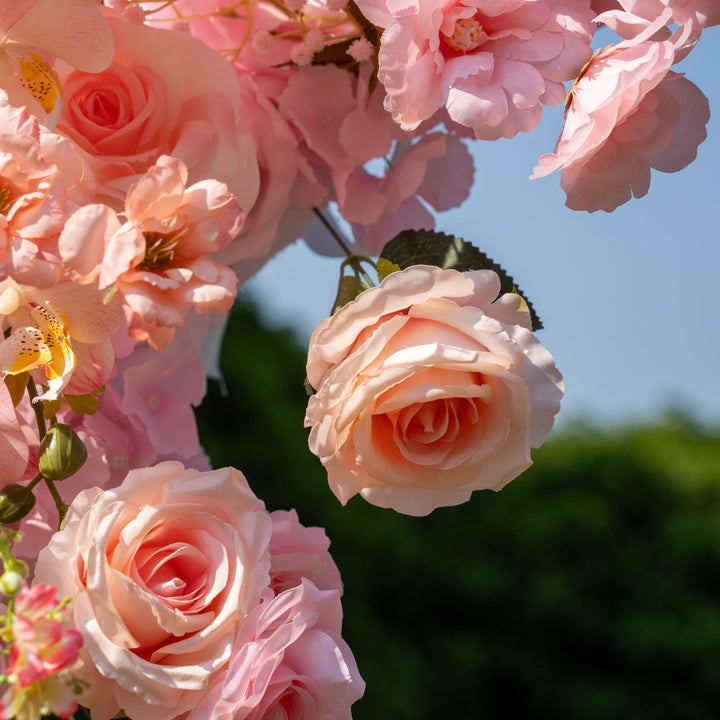 Flower Arch 7D 6.5x8ft Pink Roses Florals Set Fabric Backdrop Flower Wall Proposal Wedding Party Decor