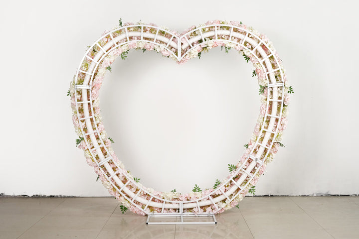 Flower Arrangement Wedding Background Arch Heart Shaped Flower Row Champagne