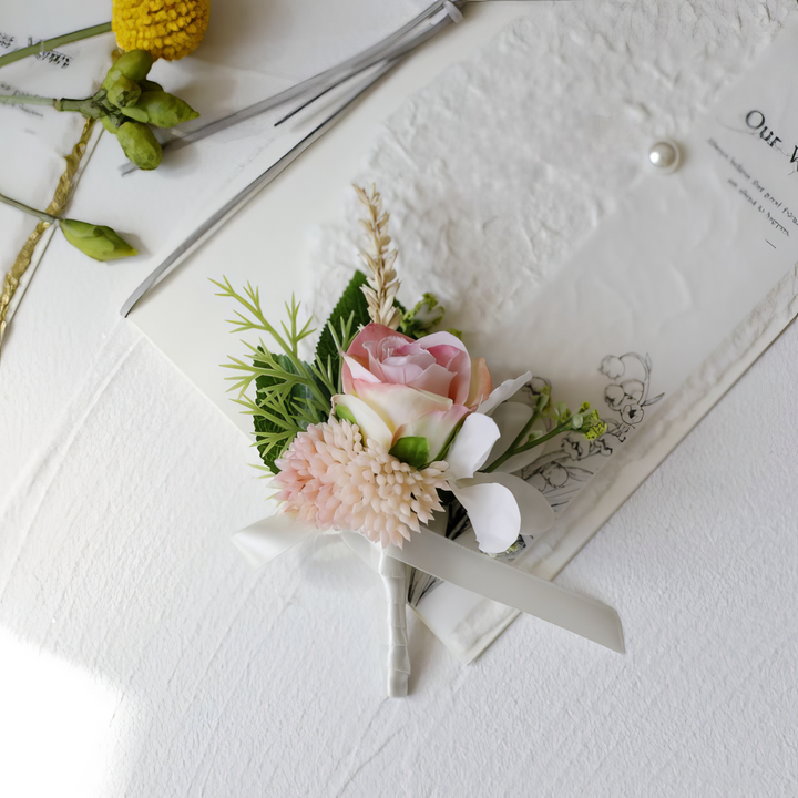 Classic Wedding Boutonniere With Rose & Greenery