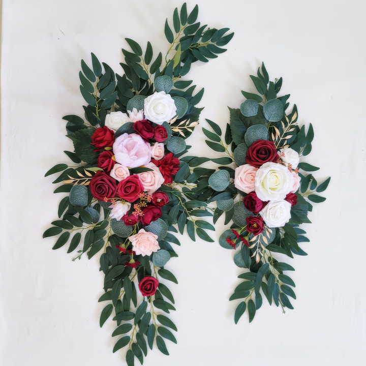 Red and Pink Roses Wedding Arch Decor (6 x 9ft) with Drapes