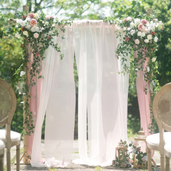 5ft Cream and Dusty Rose Wedding Arch Garland with Greeneries