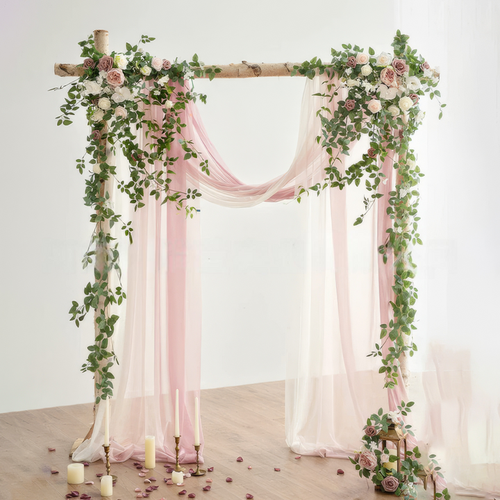 5ft Cream and Dusty Rose Wedding Arch Garland with Greeneries