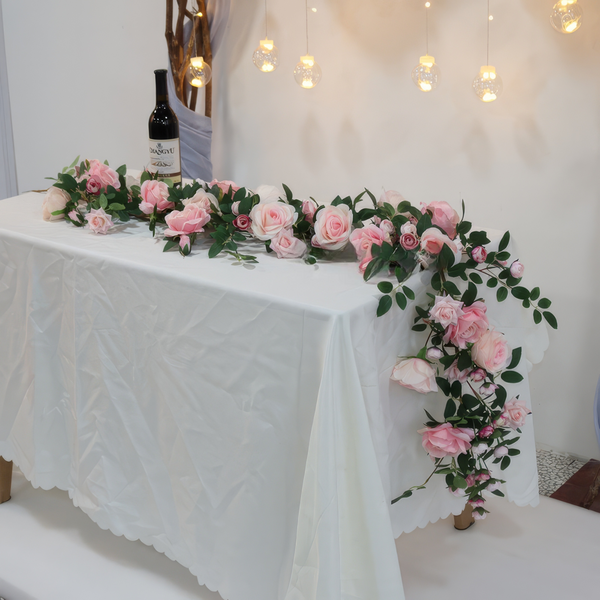 6ft Head Table Flower Garland In Blush & Pink