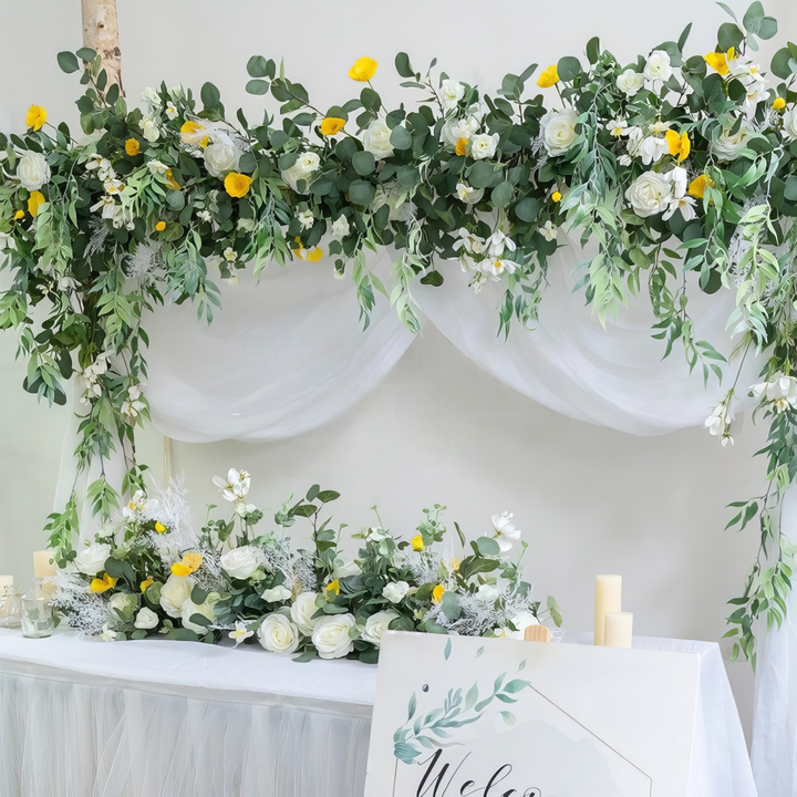 Hanging Wedding Arch Flower Decor In Yellow & Ivory 