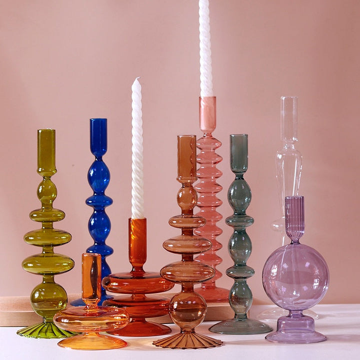 Glass Candle Holders Room Modern Home Decor