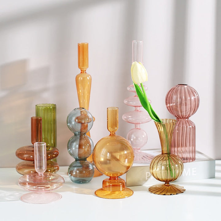 Glass Candle Holders Room Modern Home Decor