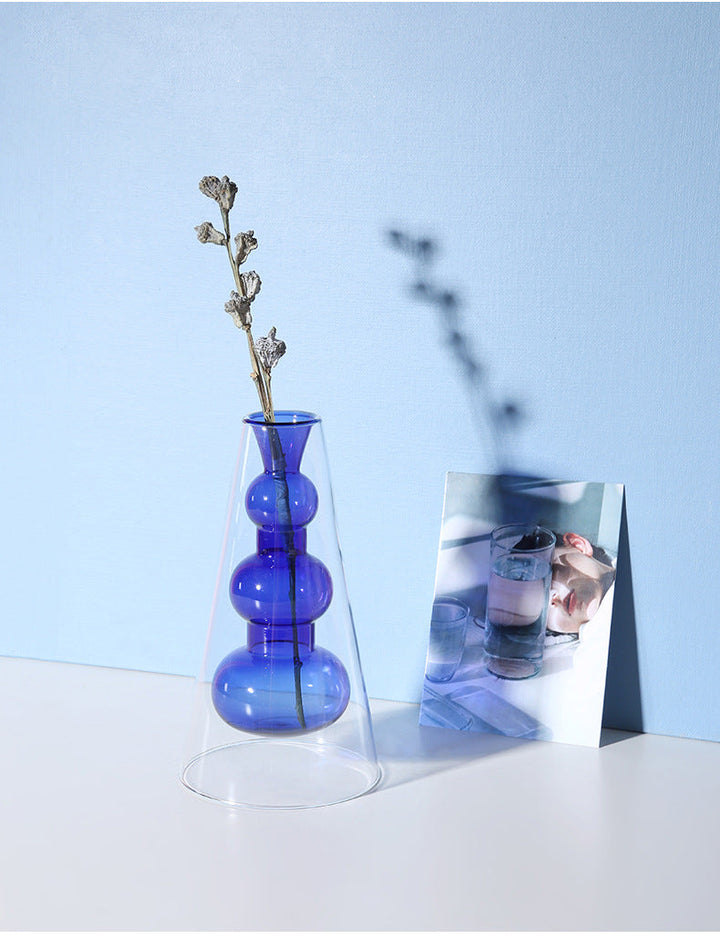 Transparent Colored Glass Vase for Hydroponic Plants Fresh Flower