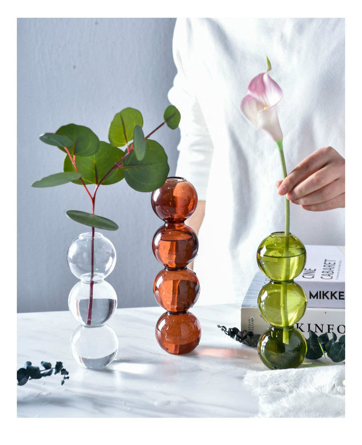 Colored Glass Bubble Vase for Flower Arrangement