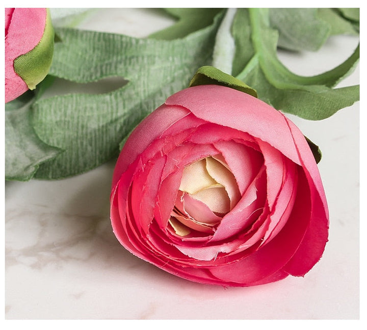 Artificial Ranunculus Flower with Foliage, perfect as artificial flower.