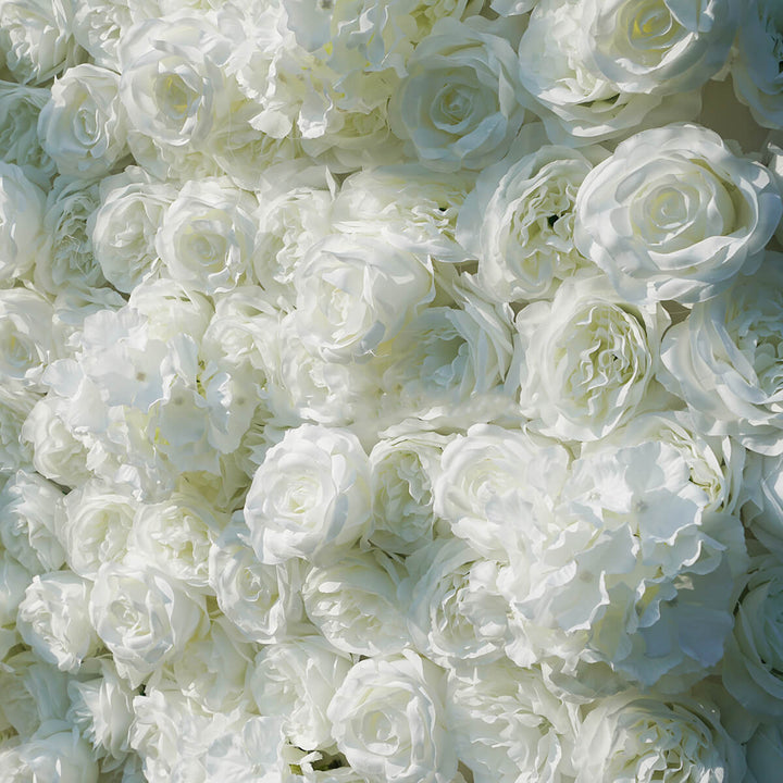 Lifelike white rose flower wall for weddings and celebrations
