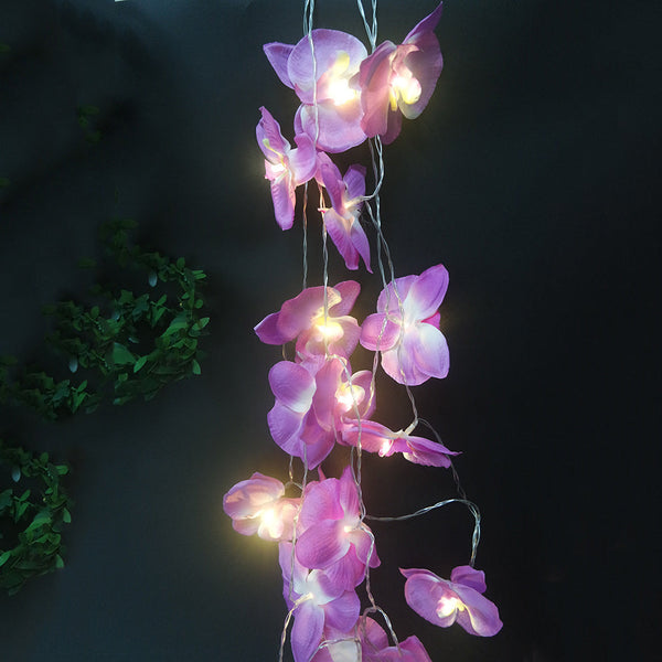 Artificial Butterfly Orchid Garland LED Light String 16.4FT 20LEDS