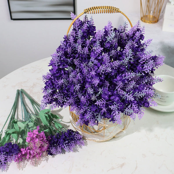 Artificial Flowers Plastic Lavender Bundle Fake Plants, perfect as silk flower.