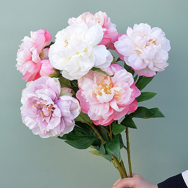 Artificial Peony Flower Fake Flower Branch, perfect as silk flowers.