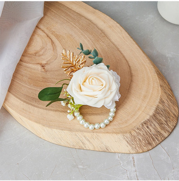 Elegant Rose Corsage in Dusty Blue & Ivory