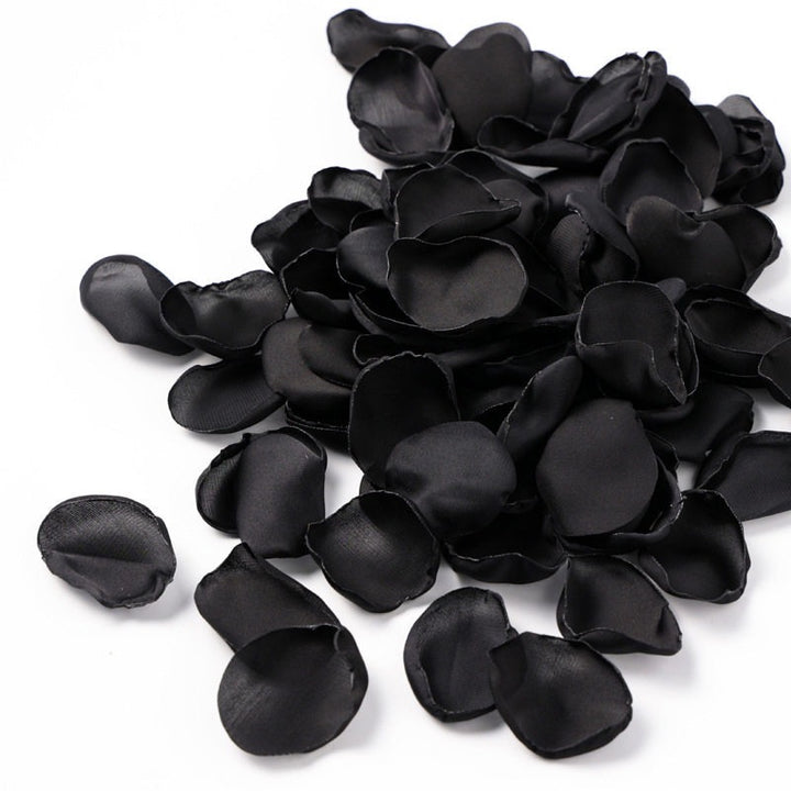 Silk black rose petals for wedding decorations, proposals, and romantic events