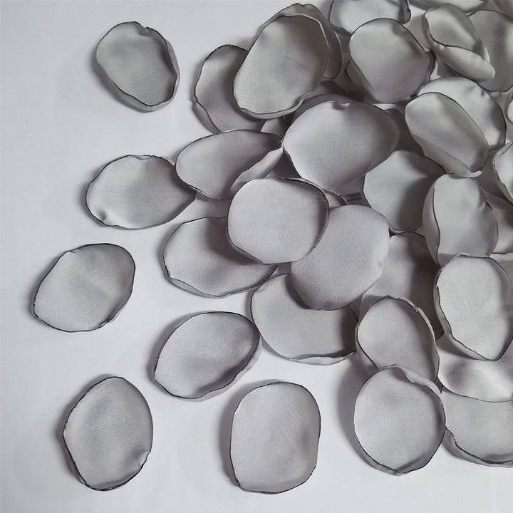 Silk silver rose petals for wedding decorations, proposals, and romantic events