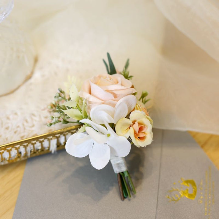 Elegant Wedding Boutonniere with Silk Flowers