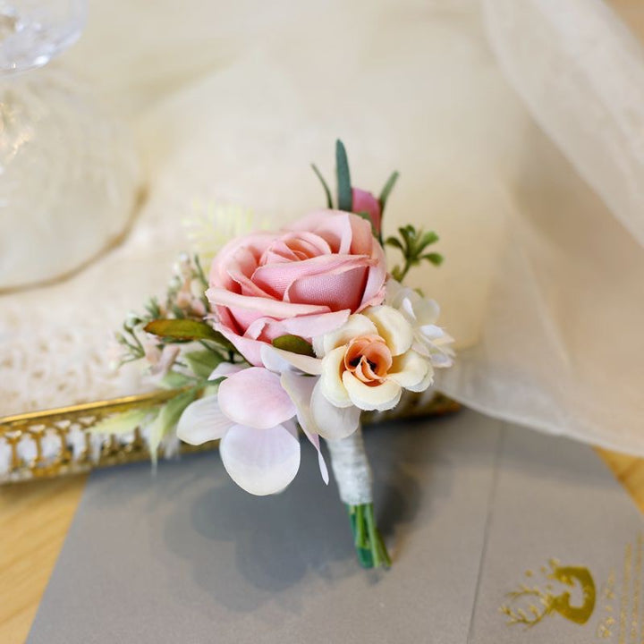 Elegant Wedding Boutonniere with Silk Flowers