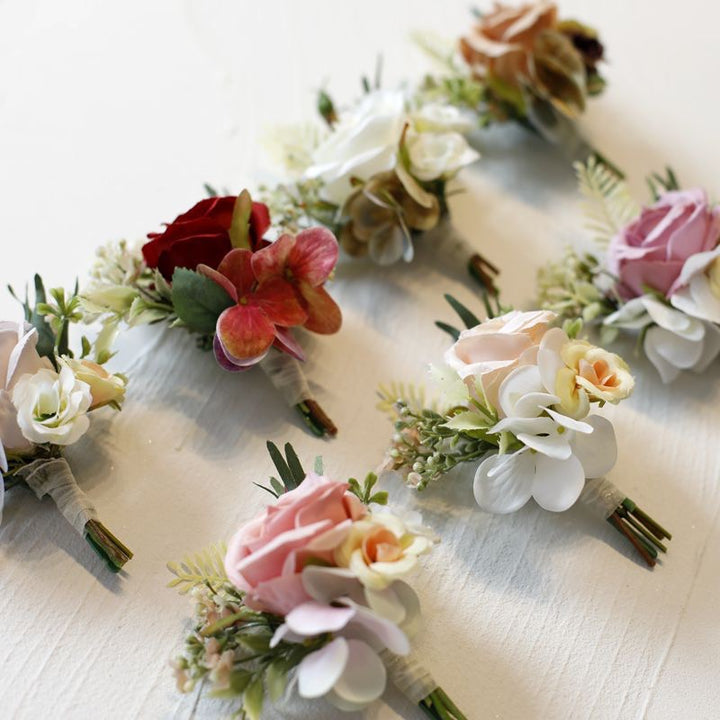 Elegant Wedding Boutonniere with Silk Flowers