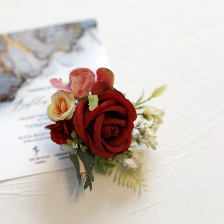 Elegant Wedding Boutonniere with Silk Flowers