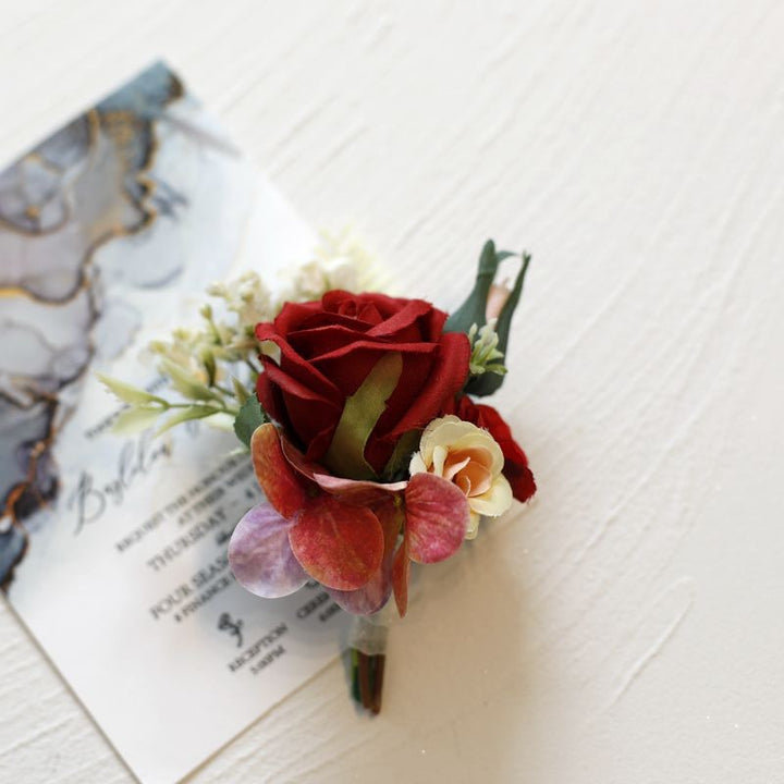 Elegant Wedding Boutonniere with Silk Flowers