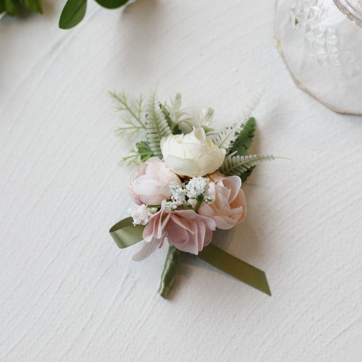 Charming Silk Wedding flowers Boutonniere Dusty rose Boutonnieres