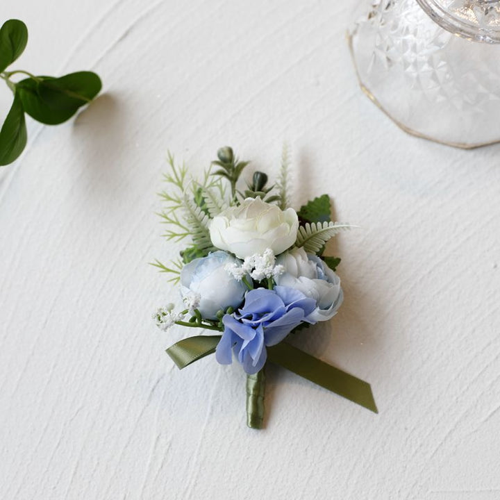 Charming Silk Wedding flowers Boutonniere Dusty blue Boutonnieres