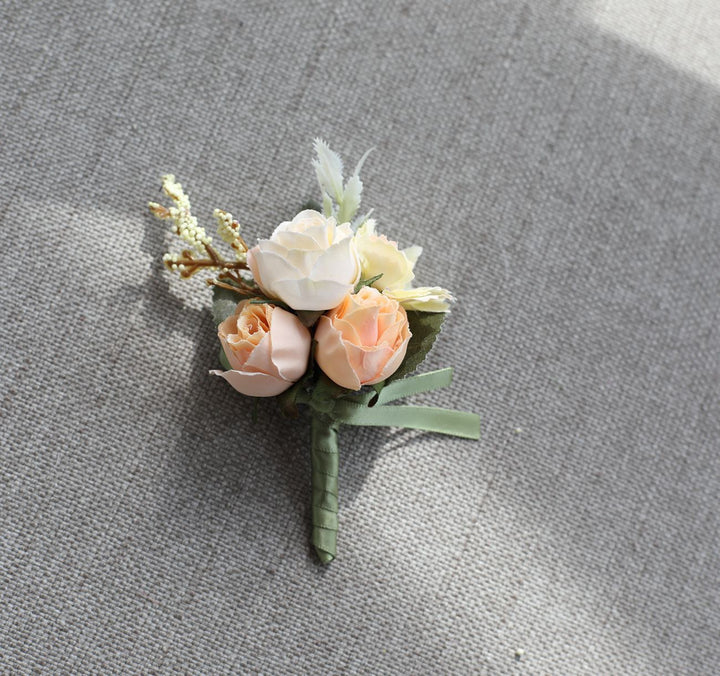 Elegant Silk Rose Wedding Flowers Dusty Pink Rose Boutonniere