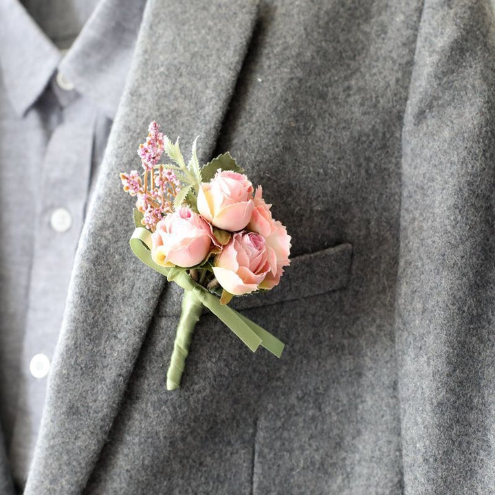 Elegant Silk Rose Wedding Flowers Dusty Pink Rose Boutonniere