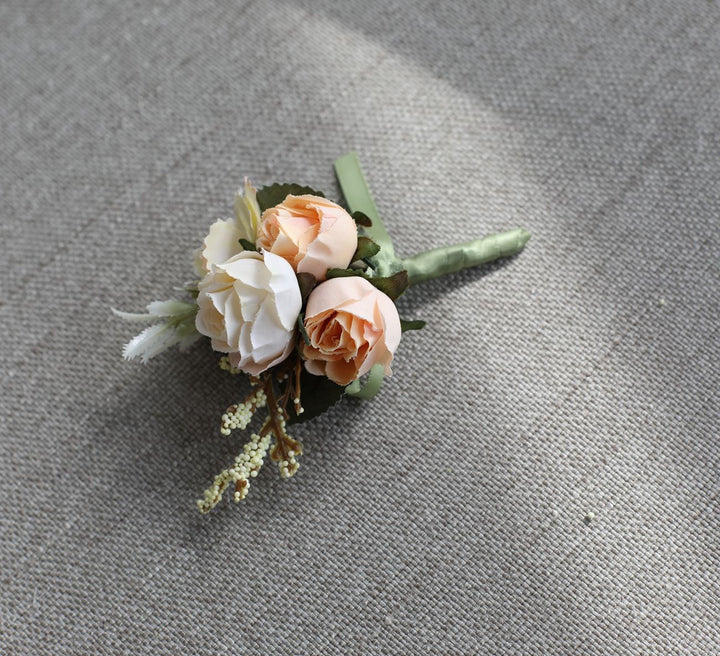 Elegant Silk Rose Wedding Flowers Dusty Pink Rose Boutonniere