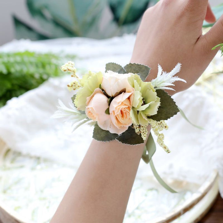 Elegant Blush Corsage Silk Wedding Flowers 