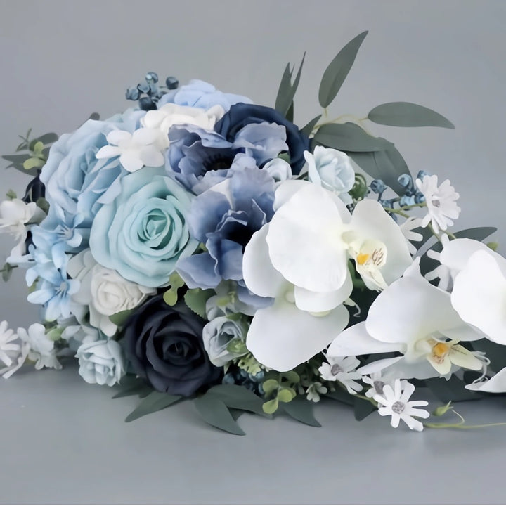 Ice & Dusty Blue Cascade Bridal Bouquet