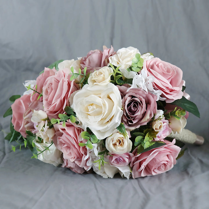 Medium Cascade Bridal Bouquet in Dusty Rose and Cream