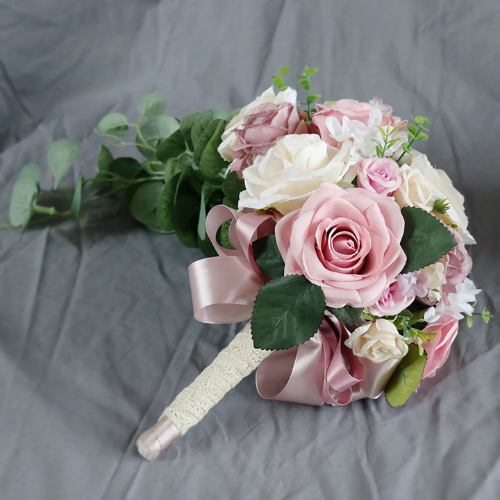 Medium Cascade Bridal Bouquet in Dusty Rose and Cream