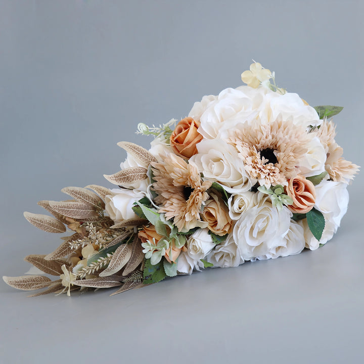 Small Cascade Bridal Bouquet in Dusty Rose and Ivory