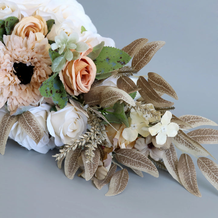 Small Cascade Bridal Bouquet in Dusty Rose and Ivory