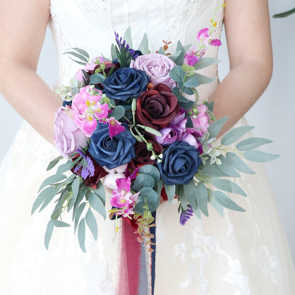 Enchanted Navy and Burgundy Bridal Bouquet