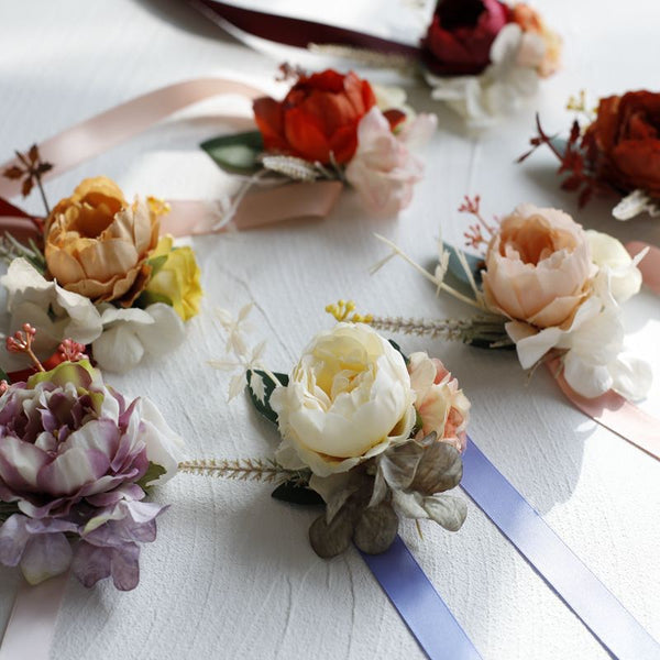 Elegant Silk Floral Wedding Wrist Corsage