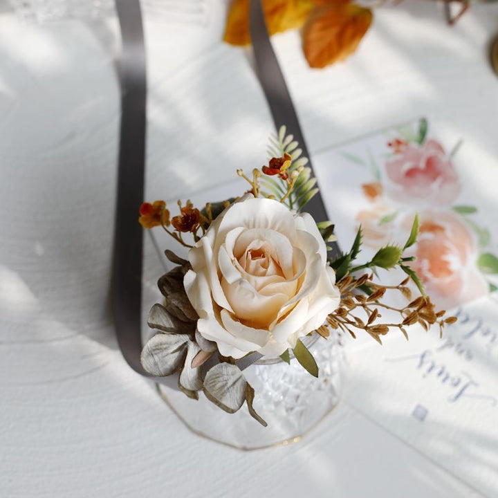 Rose & Hydrangea Corsage in Ivory