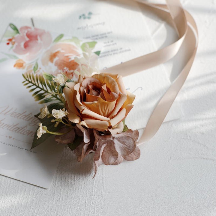 Rose & Hydrangea Corsage in Dusty yellow