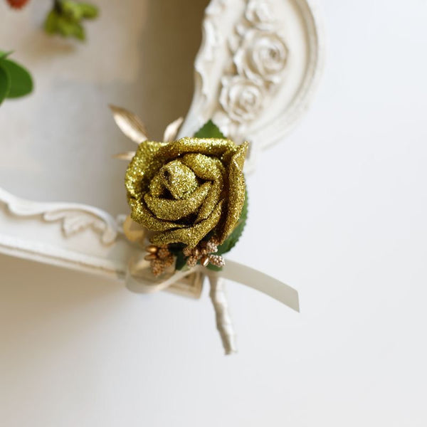 Glittery Rose Boutonniere Collection