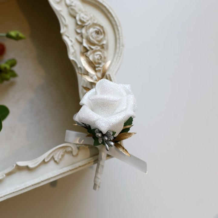 Glittery Rose Boutonniere Collection