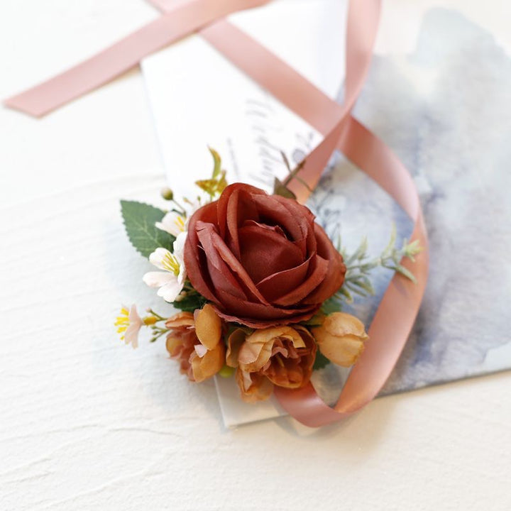 Terracotta Rose Wedding Corsage