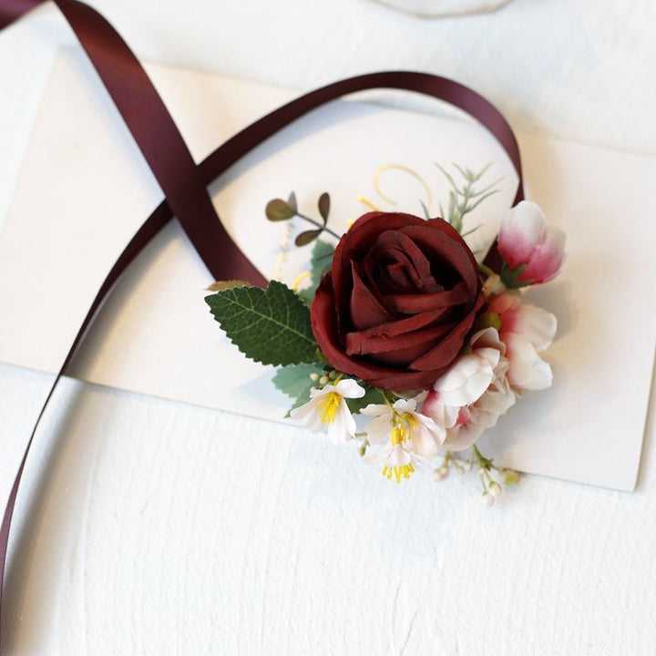 Burgundy Rose Wedding Corsage