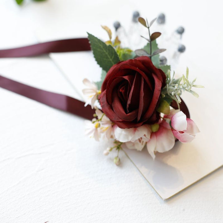 Burgundy Rose Wedding Corsage