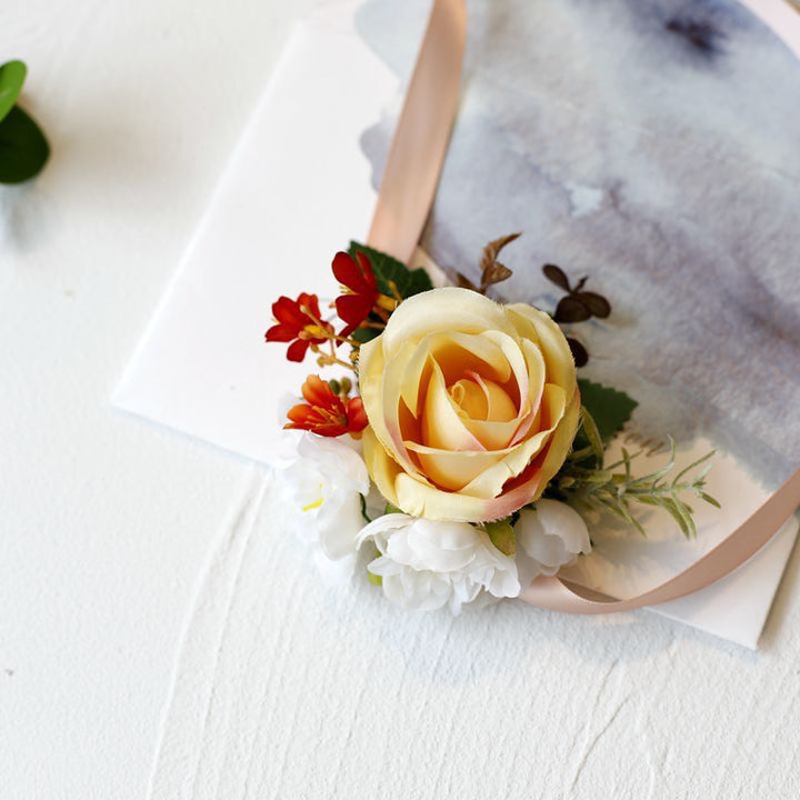 Dusty Yellow Rose Wedding Corsage