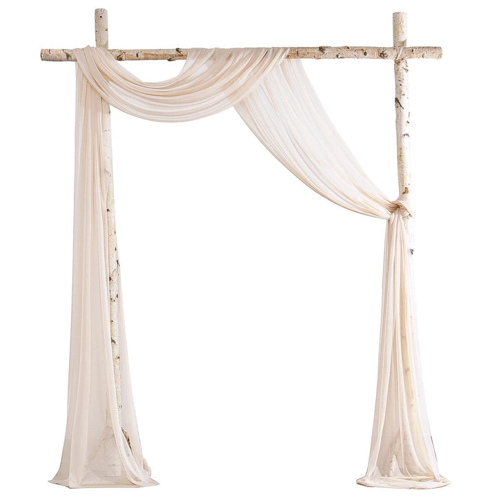 Beautiful floral wedding arch setup with elegant wedding arch drapes